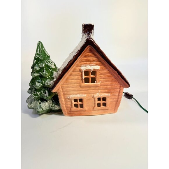 Lighted Christmas Village Mountain House Cabin Tree Marcia Ceramics Inspirations - Picture 10 of 16